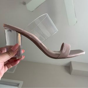 BP nude clear transparent block heel sandals size 8